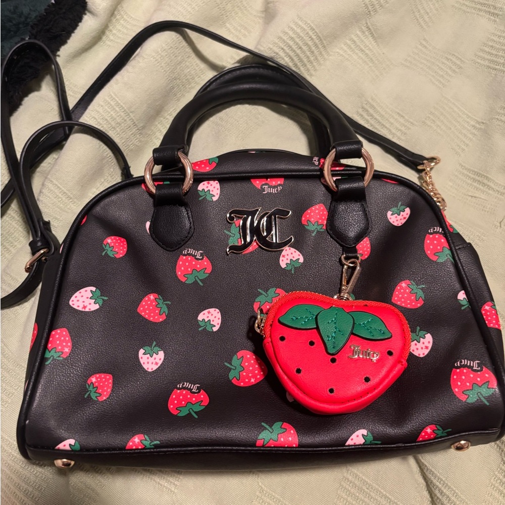 Juicy Couture Black Bag with Strawberry Design